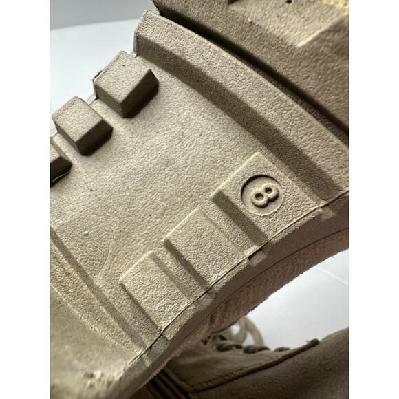 Chinese Laundry Size 8 Beige Tan Faux Suede Lace-Up Fall Moto Military Bootie - Picture 9 of 14